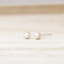 Load image into Gallery viewer, Tiny Pearl Earrings | Gold or Silver