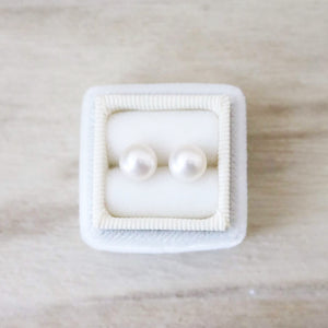 Perfect Pearl Stud Earrings | Gold or Silver