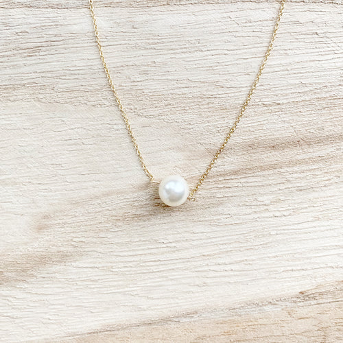 Pearl Solitaire Necklace | Gold or Silver