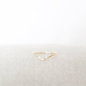 Skinny Hammered Chevron Ring | Gold or Silver