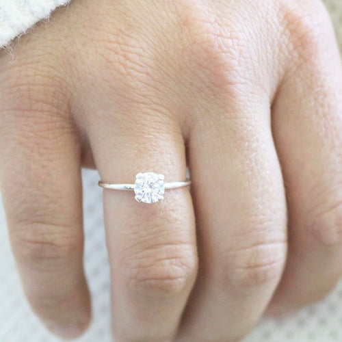 Jess Solitaire Ring | Silver