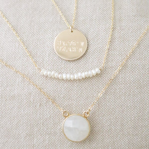 Coordinates Disc Necklace | Gold or Silver
