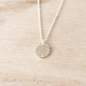 Roman Numeral Disc Necklace | Gold or Silver