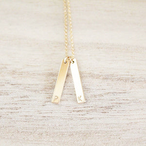 Double Initial Bar Necklace